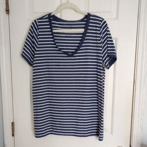 Torrid Blue and White Striped Short Sleeve Tee